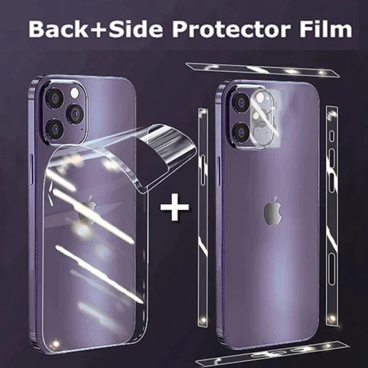 Hydrogel Film Back Screen Protector for iPhone 13 Mini, 12, 13 Pro Max, 14 Pro, 15 Pro Max & 16 Pro Max – Not Glass