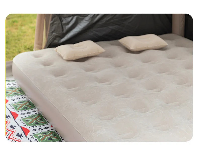 MOUNTAINHIKER 2025 Inflatable Air Mattress – PVC Glamping Sleeping Mat with Built-in Pump for 1-3 Persons