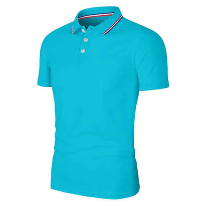 Men’s Summer Casual Polo Shirt - Breathable Solid Color Short Sleeve T-Shirt for Comfortable Everyday Wear