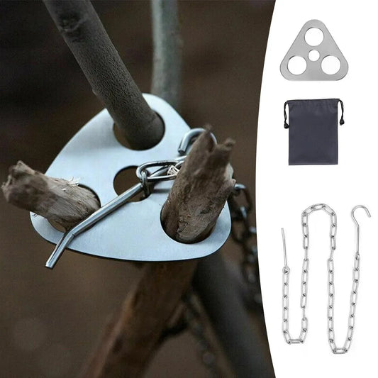 Portable Camping Hanging Tripod with Bag - Steel BBQ Rack for Picnics, Bonfires, and Outdoor Parties - Multifunctional Fire Tool for Cooking and Hanging