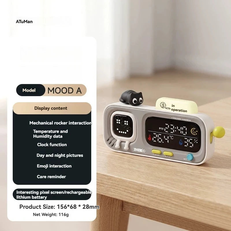 ATuMan DUKA MOOD A Smart Thermometer - Rechargeable Temperature & Humidity Monitor Clock for Indoor Decor