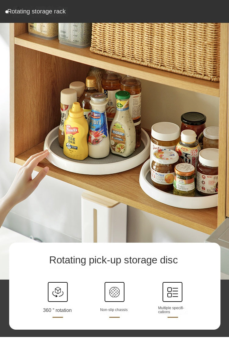 1/4PCS 360° Rotatable Anti-Slip Kitchen Storage Rack – Round Multi-Functional Organizer for Condiments & Tableware