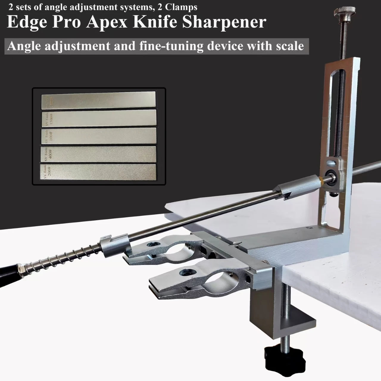 S09 Professional Fixed Angle Knife Sharpener – Apex Knife Sharpening System with Diamond Stones Set for Kitchen Tools
