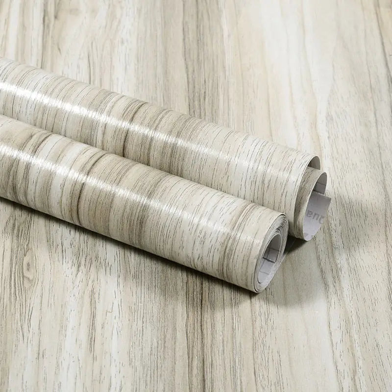 Self-Adhesive Waterproof Wood Grain Vinyl Wallpaper Roll – PVC Wall Sticker for Furniture Renovation & Bedroom Home Decor