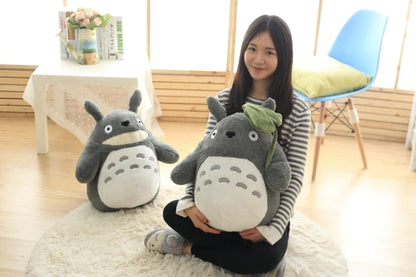Cartoon Laugh Heartily Totoro Plush Toy — Stuffed Anime Movie Totoro, Lotus Leaf Pillow Plushie, Japanese-Style Doll Gift