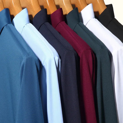 Men's Ultra-Stretch Shirt - Silky Long Sleeve Business & Casual Dress Shirt