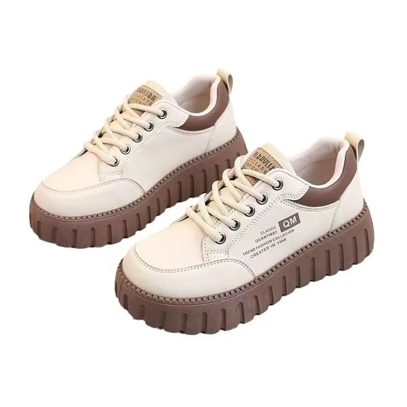 Little White Shoes 2024 – Women’s Casual Spring/Summer Elevated Thick Sole Student Shoes