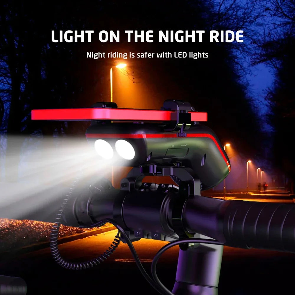 UPPEL 10-in-1 Bike Light with 5000mAh Rechargeable Battery – Front Lamp, Phone Holder, Bluetooth Speaker and Cycling Bell