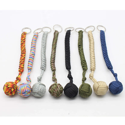 Black Monkey Fist Steel Ball – Outdoor Self-Defense Keychain for Survival & Personal Protection