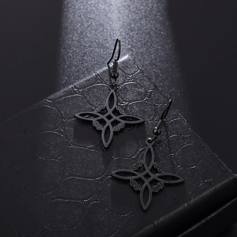 Witchcraft Witch Knot Necklace - Irish Trinity Knot Triple Spiral Pendant, Stainless Steel Ankh Cross Pentagram Amulet Jewelry