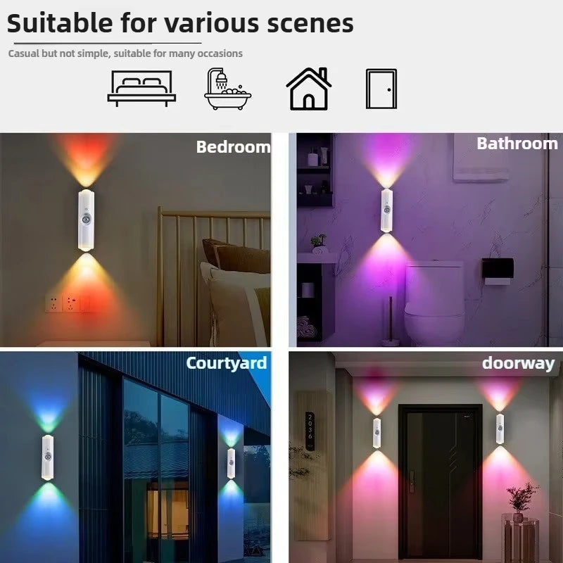 Smart RGB Gradient Night Light - Magnetic Motion Sensor Rechargeable Wall Lamp for Bedroom, Bathroom & Closet
