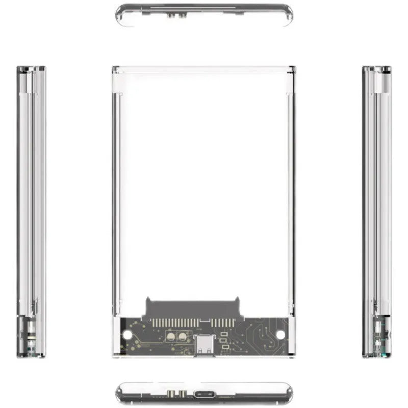 Transparent HDD Enclosure Case - 2.5 SSD SATA to USB 3.0 Type-C 3.1 Adapter External Hard Drive Caddy Box