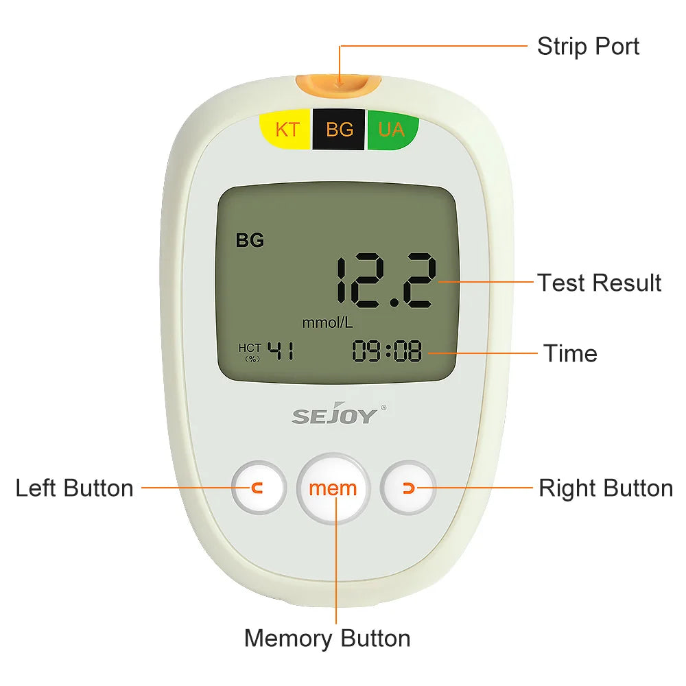 Blood Ketone Monitoring Starter Kit - Digital Ketone Meter with 50 Test Strips, 50 Lancets and Lancing Device for Keto Diets