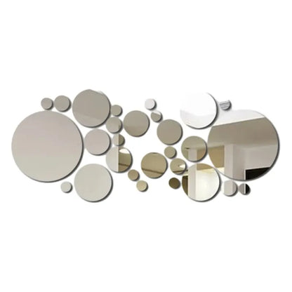 26-Piece 3D Acrylic Mirror Wall Stickers - Round DIY Decorative Tiles for Bedroom, Bathroom & TV Background Decor