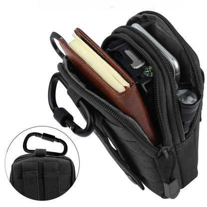 Unisex Tactical Cell Phone Holster – Universal Molle Hip Waist Belt Pouch, Wallet Case with Zipper for Phones