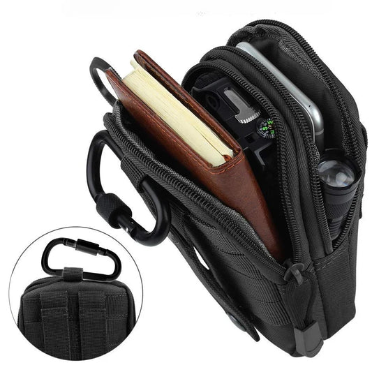 Unisex Tactical Cell Phone Holster – Universal Molle Hip Waist Belt Pouch, Wallet Case with Zipper for Phones