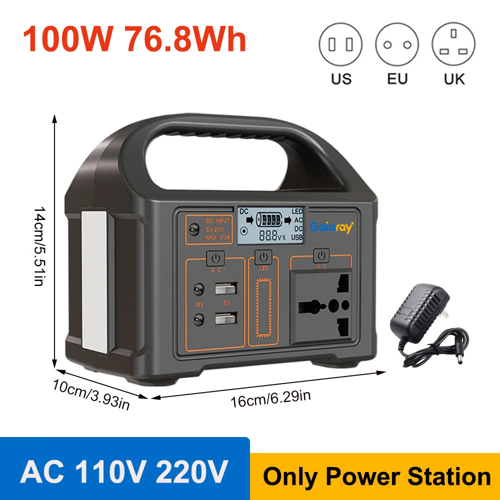 300W/500W Portable Solar Power Station – 460Wh LiFePO4 Battery Energy Storage with 110V/220V Output & LED for Camping, RV, and Travel