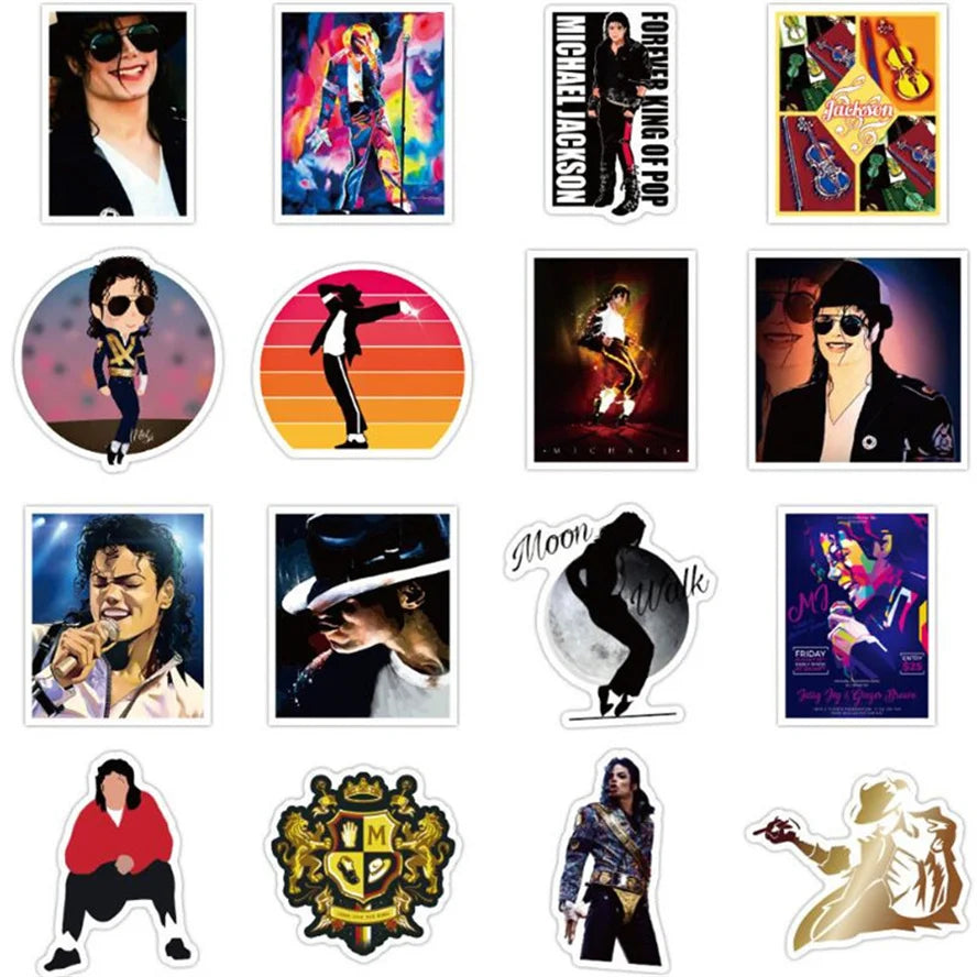 50-Piece Michael Jackson Dancing King Sticker Pack - Waterproof Graffiti Decals for Laptops, Helmets, Skateboards & Guitars