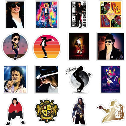 50-Piece Michael Jackson Dancing King Sticker Pack - Waterproof Graffiti Decals for Laptops, Helmets, Skateboards & Guitars