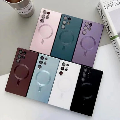 Luxury Matte Magnetic Case for Samsung S25/S24/S23/S22 Ultra & S21/S20 Plus – Magsafe Compatible Note 20 Ultra Phone Cover
