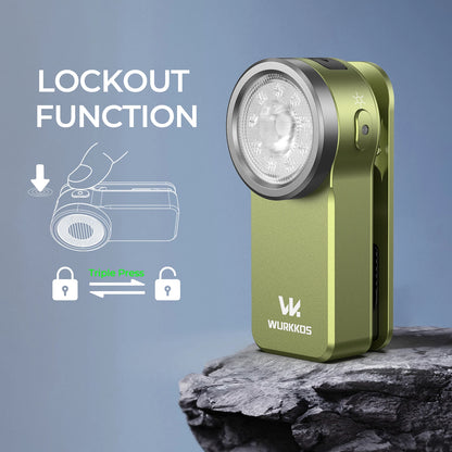 Wurkkos HD03 680LM Mini Clip Light - USB-C Rechargeable EDC Flashlight with RGB, Magnet & Spotlight/Floodlight