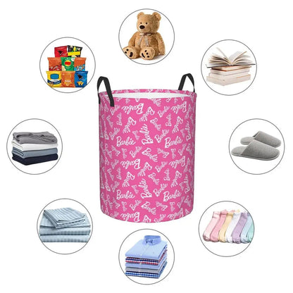 Custom Barbie Logo Laundry Basket – Collapsible Large Capacity Clothes Storage Bin, Disney Baby Hamper