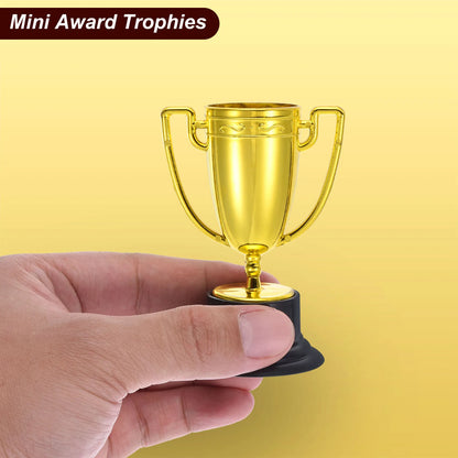 Mini Gold Trophy Cups - Plastic First-Place Winner Awards for Soccer, Sports Competitions, Parties, and Prize Giveaways (40–100 Pieces)