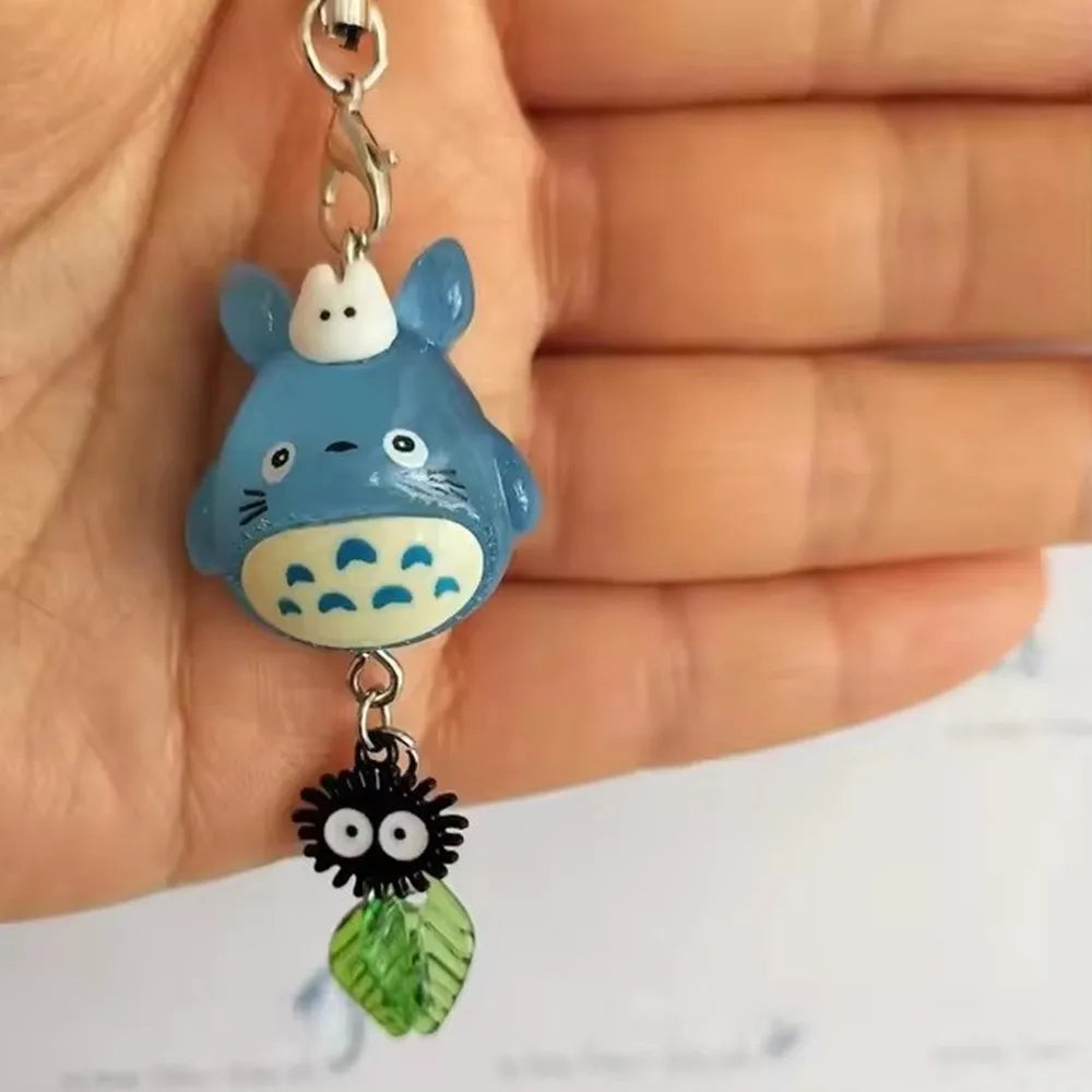 Kawaii Totoro Phone Charm - Blue Animal Soot Sprite Anime Pendant Keychain for Y2K Bags & Gifts