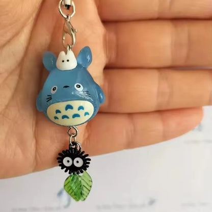 Kawaii Totoro Phone Charm - Blue Animal Soot Sprite Anime Pendant Keychain for Y2K Bags & Gifts