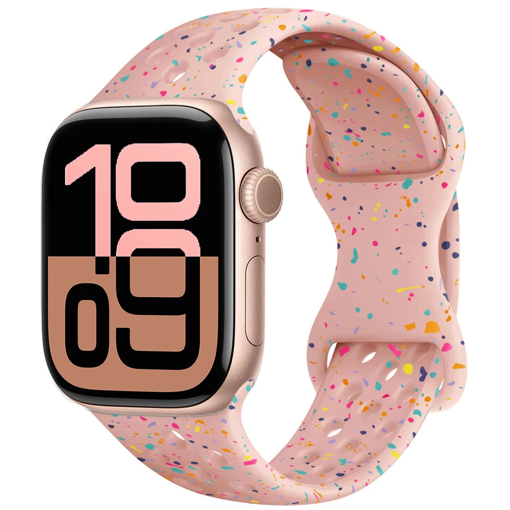Silicone Apple Watch Strap - Breathable Wristband for Watch 11/10/9/8/7 Ultra 3/2 SE Series 49mm-41mm