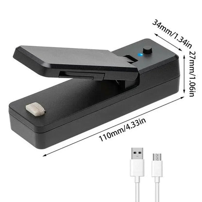 Mini USB Rechargeable Heat Sealer – Portable Food & Snack Bag Sealing Machine with Storage Clip for Kitchen Use