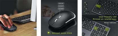 Wireless Backlit Keyboard and Mouse Combo – 2.4G USB Rechargeable Silent Full-Size Slim Set