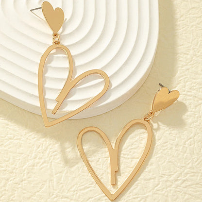 2024 Trendy Heart Dangle Earrings — Double-Layer Love Pendants for Women, Bohemian Hanging Ear Jewelry
