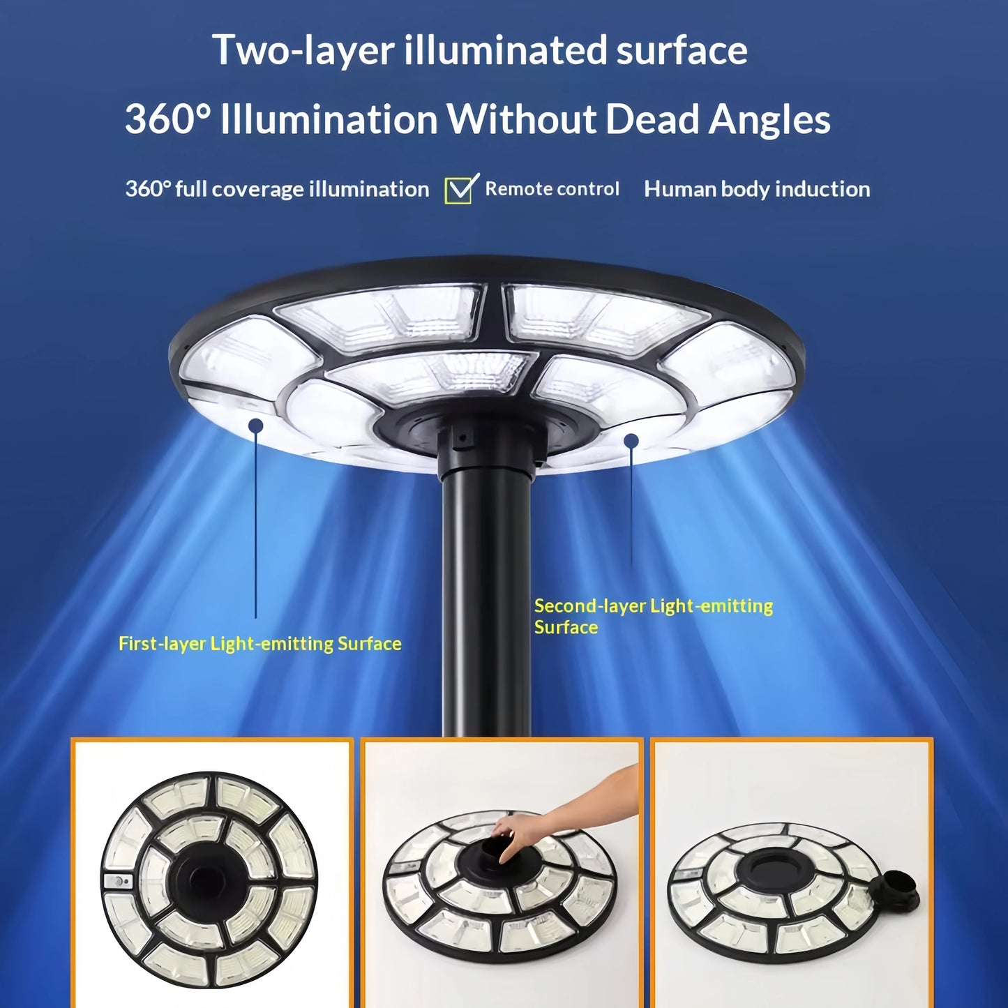 IP65 Solar Outdoor Light - Radar Motion Sensor with 4000mAh Rechargeable Battery