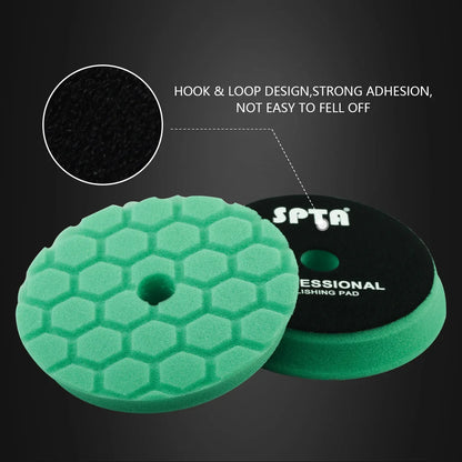 SPTA 5Pcs Car Sponge Wool Polishing Pads Set – 3", 5", 6" for DA/RO/GA Buffer Polisher, Buffing & Waxing