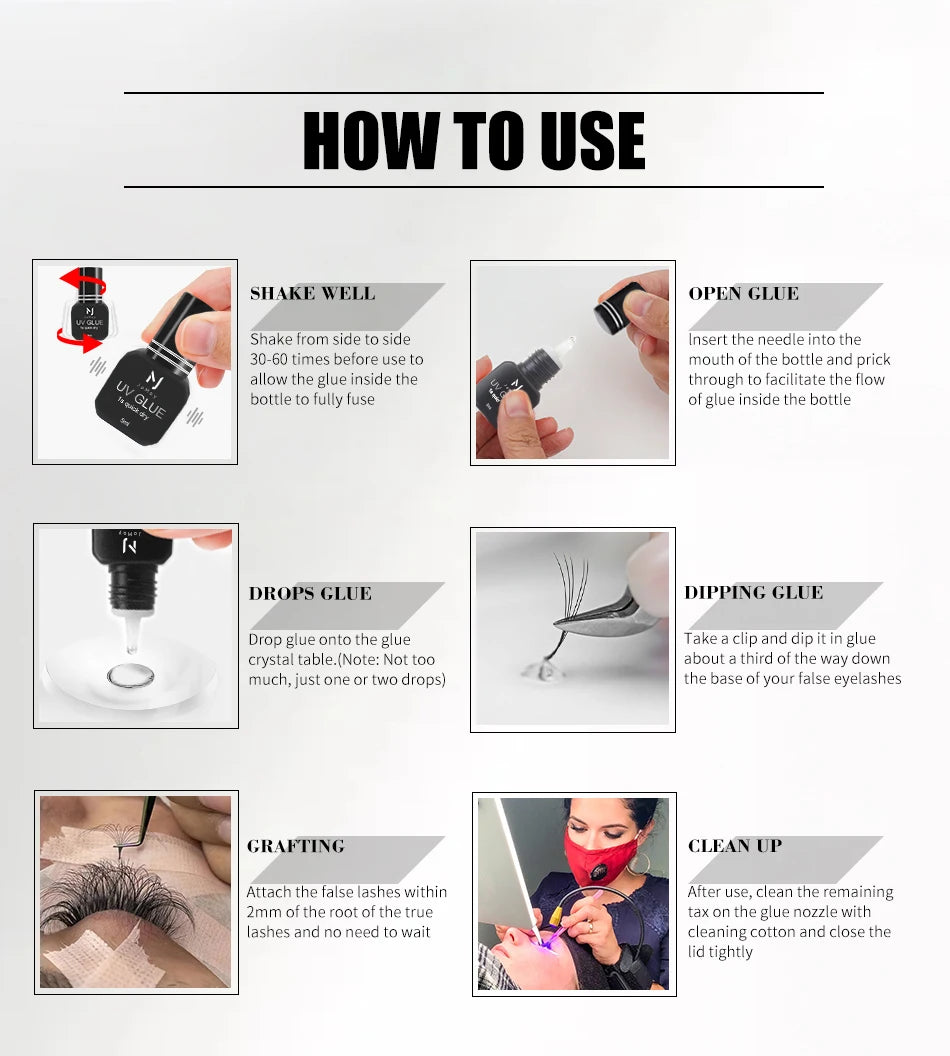 JOMAY UV Eyelash Extension Glue – 0.1s Fast-Drying, Strong & Long-Lasting Adhesive