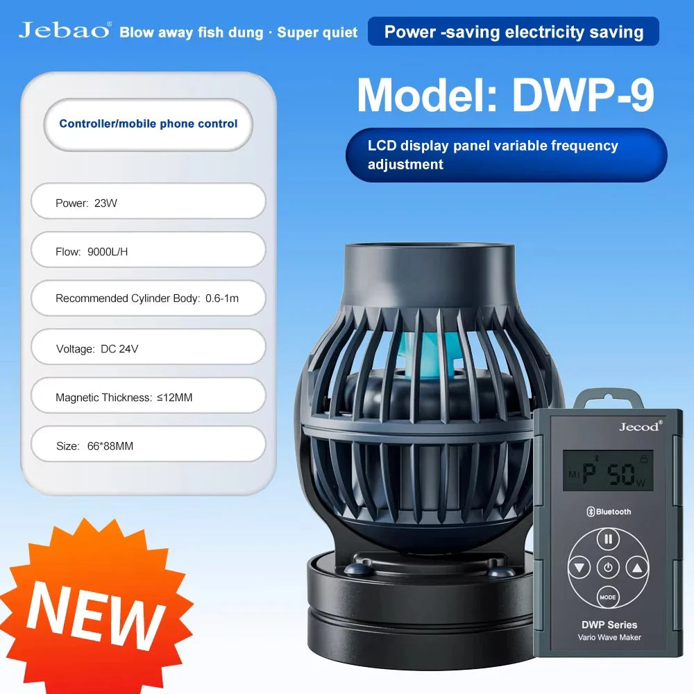 Jebao Jecod DLW Series Bluetooth Aquarium Wave Pump – 2024 Smart Mute DC Water Pump for Saltwater Fish Tanks