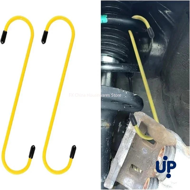 S-Shaped Brake Caliper Hanger Hooks - Universal Auto Tool with Rubber Tips for Brake Pad Replacement