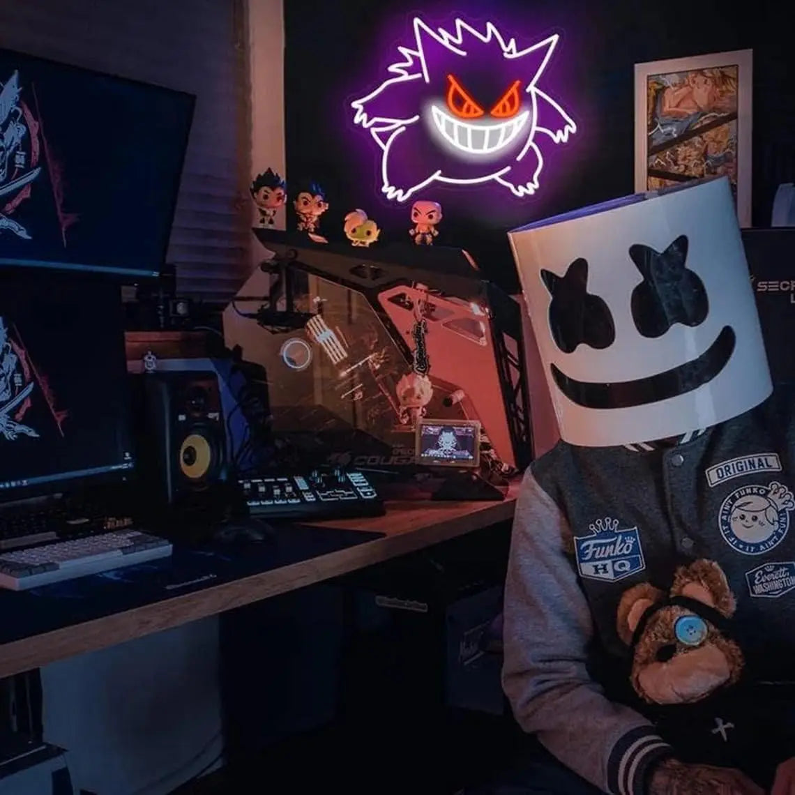 Gengar LED Neon Sign — Dimmable USB Wall Light for Gaming Room & Anime Fans