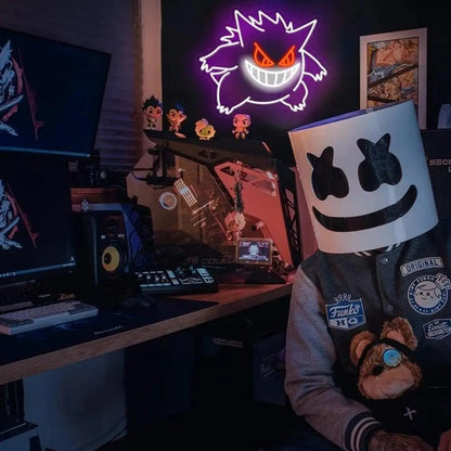 Gengar LED Neon Sign — Dimmable USB Wall Light for Gaming Room & Anime Fans