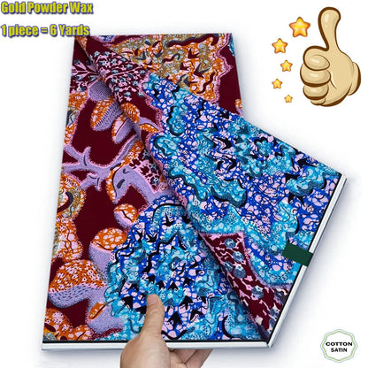 African Grand Golden Wax Fabric - Glitter Gold Ankara Pagne Batik Print Soft Cotton Fabric