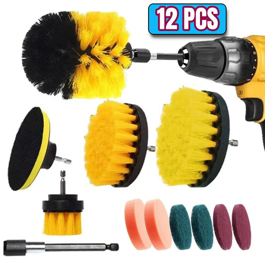 Efficient 12/4 Pcs Electric Drill Brush Kit for Household Cleaning: Carpet, Glass, Car, Kitchen, Bathroom, and Toilet Cleaning Tools