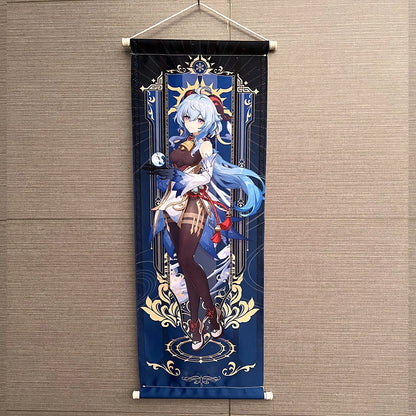 Hot Game Impact Scroll Canvas – Cartoon Heroes Wall Hanging Poster for Cosplay, Halloween, Xmas Decor & Gifts