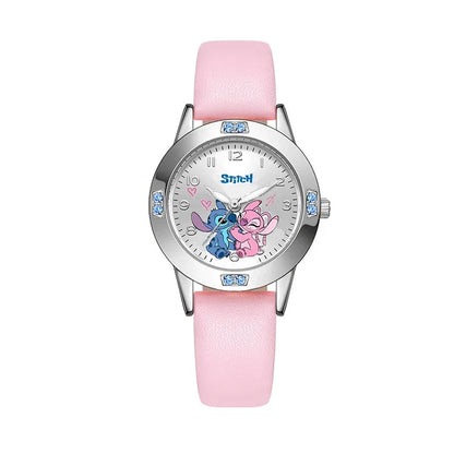 MINISO Disney Stitch Ladies' Quartz Watch - High-Quality Steel Belt with Diamond Set Design