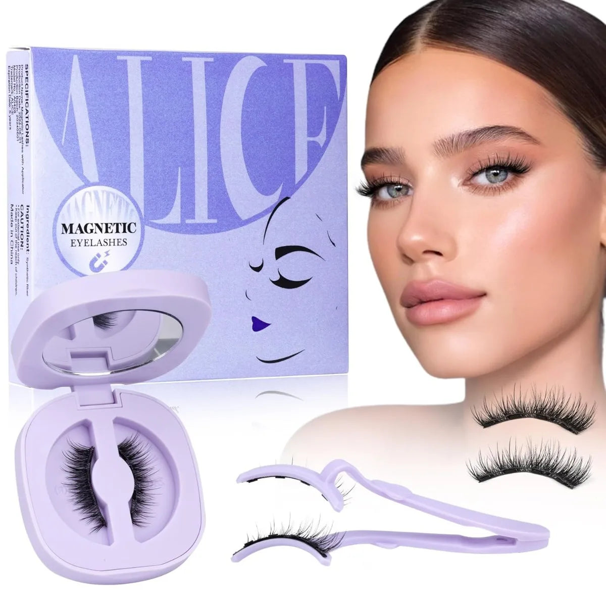 Magnetic Eyelashes Kit – Natural Look Cat Eye Lashes with Applicator, Reusable, No Glue or Eyeliner (PH309)