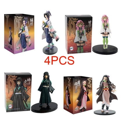 Anime Demon Slayer Kimetsu No Yaiba Action Figures – Tanjirou, Nezuko, Zenitsu & Inosuke PVC Model Toys