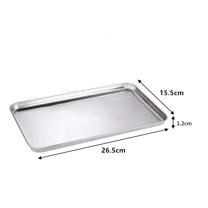 Rectangle Stainless Steel Buffet Tray – Metal Food Serving Plate for Rice, Noodles, & Home Dishes Storage Organizer