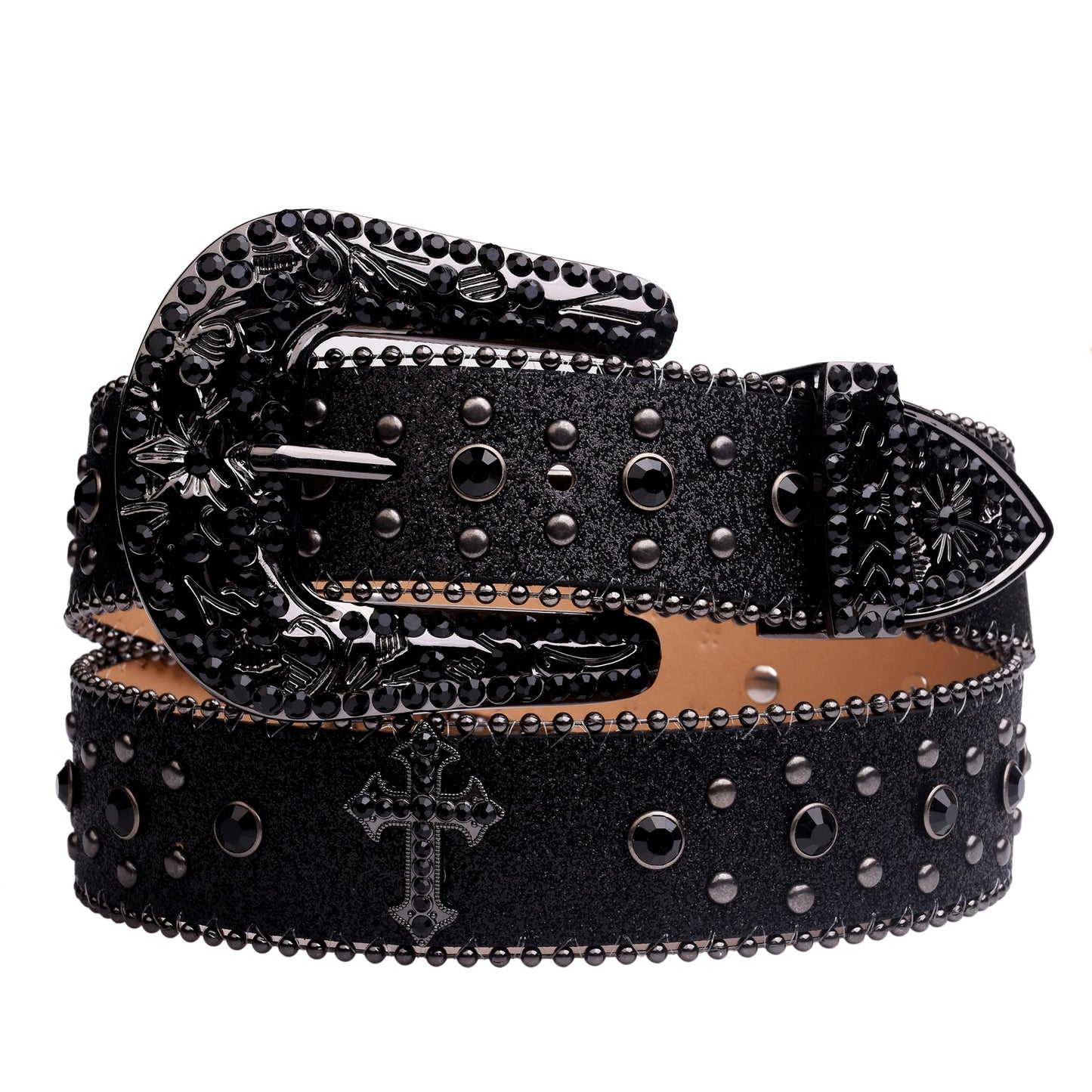 Women's Rhinestone Western Belt – Fashion Leather Cowboy Belt with Man-Made Diamonds for Jeans & Outfits