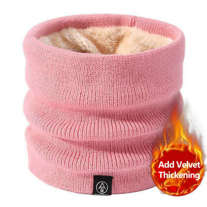 Women’s Winter Plush Woolen Scarf – Thick Fleece Neck Warmer, Knitted Muffler & Ski Mask