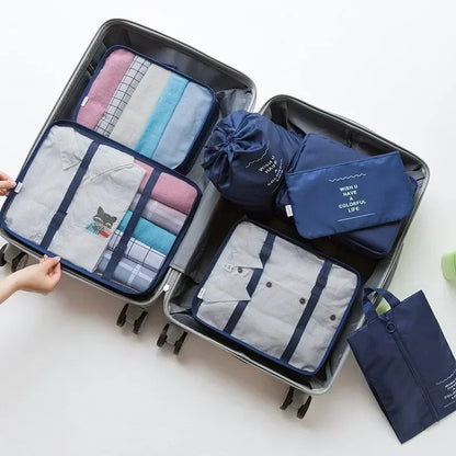 7 Piece Travel Bag Organizer Set - Luggage & Clothing, Shoes, Blanket Packing Cubes & Pouches